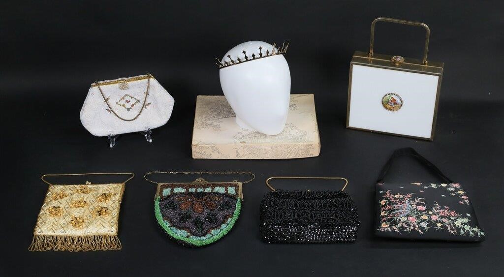 LOT OF 6 VINTAGE EVENING PURSES &