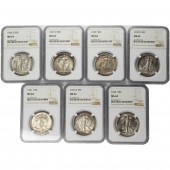(LOT OF 6) WALKING LIBERTY, AL