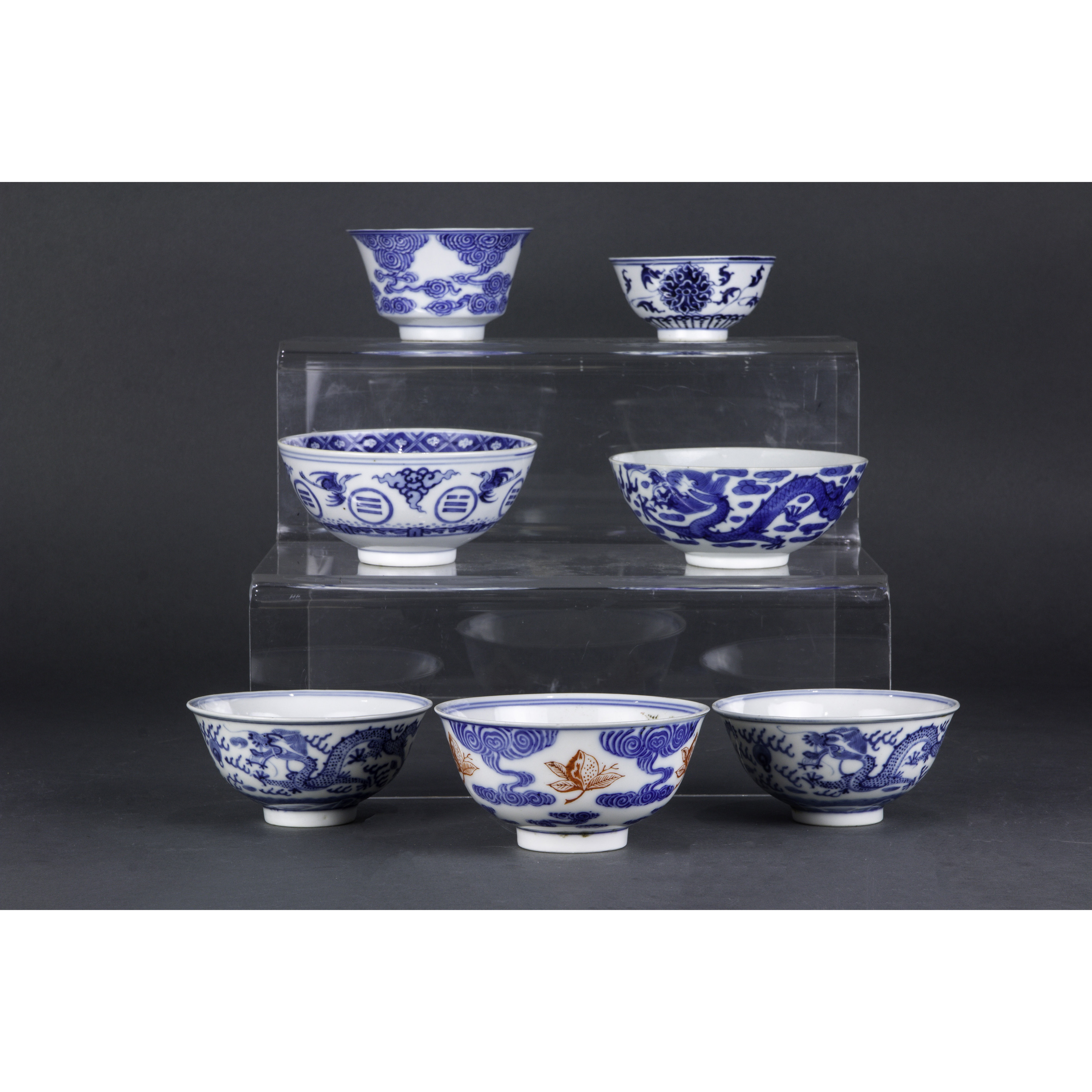 (LOT OF 7) CHINESE BLUE AND WHITE