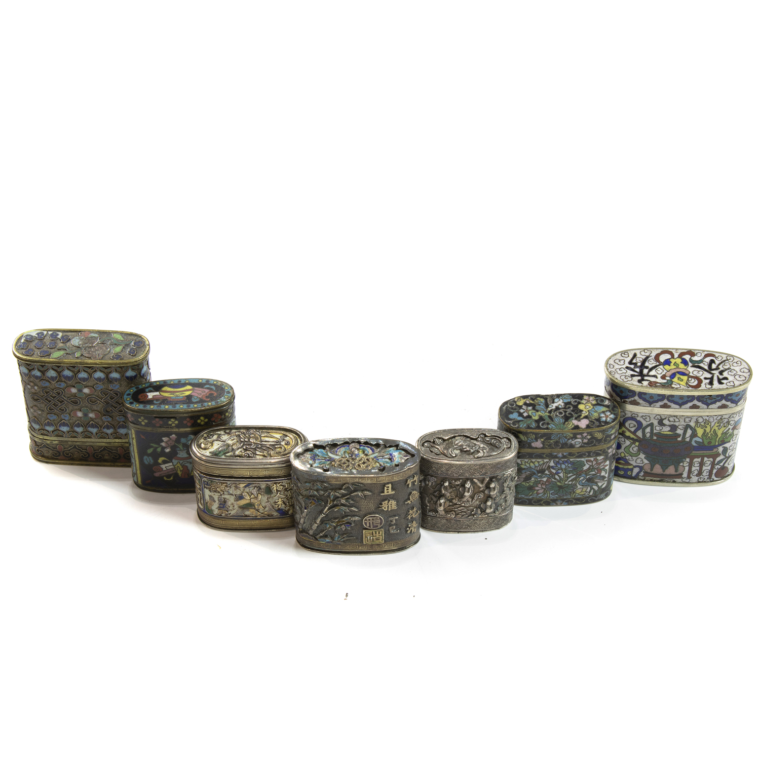 (LOT OF 7) CHINESE ENAMELED OPIUM