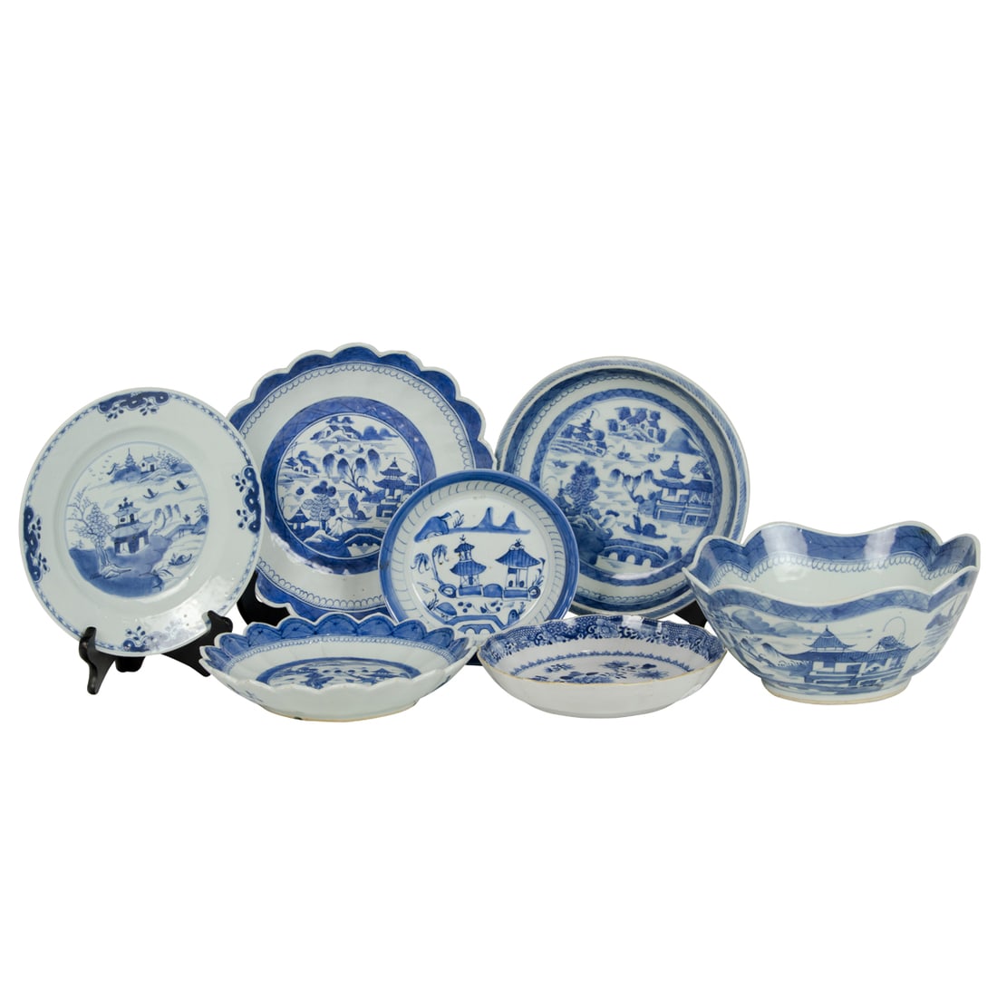 (LOT OF 7) CHINESE EXPORT BLUE