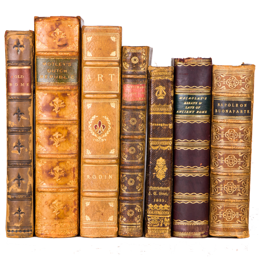 (LOT OF 7) LEATHER BOUND BOOKS (Lot