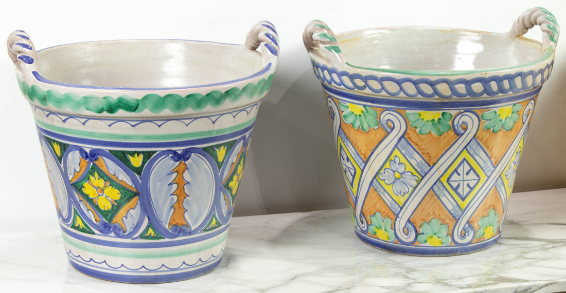 (LOT OF 7) MATCHED PAIR OF MAJOLICA