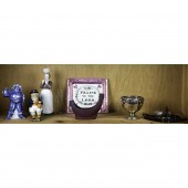(LOT OF 7) ONE SHELF OF DECORA