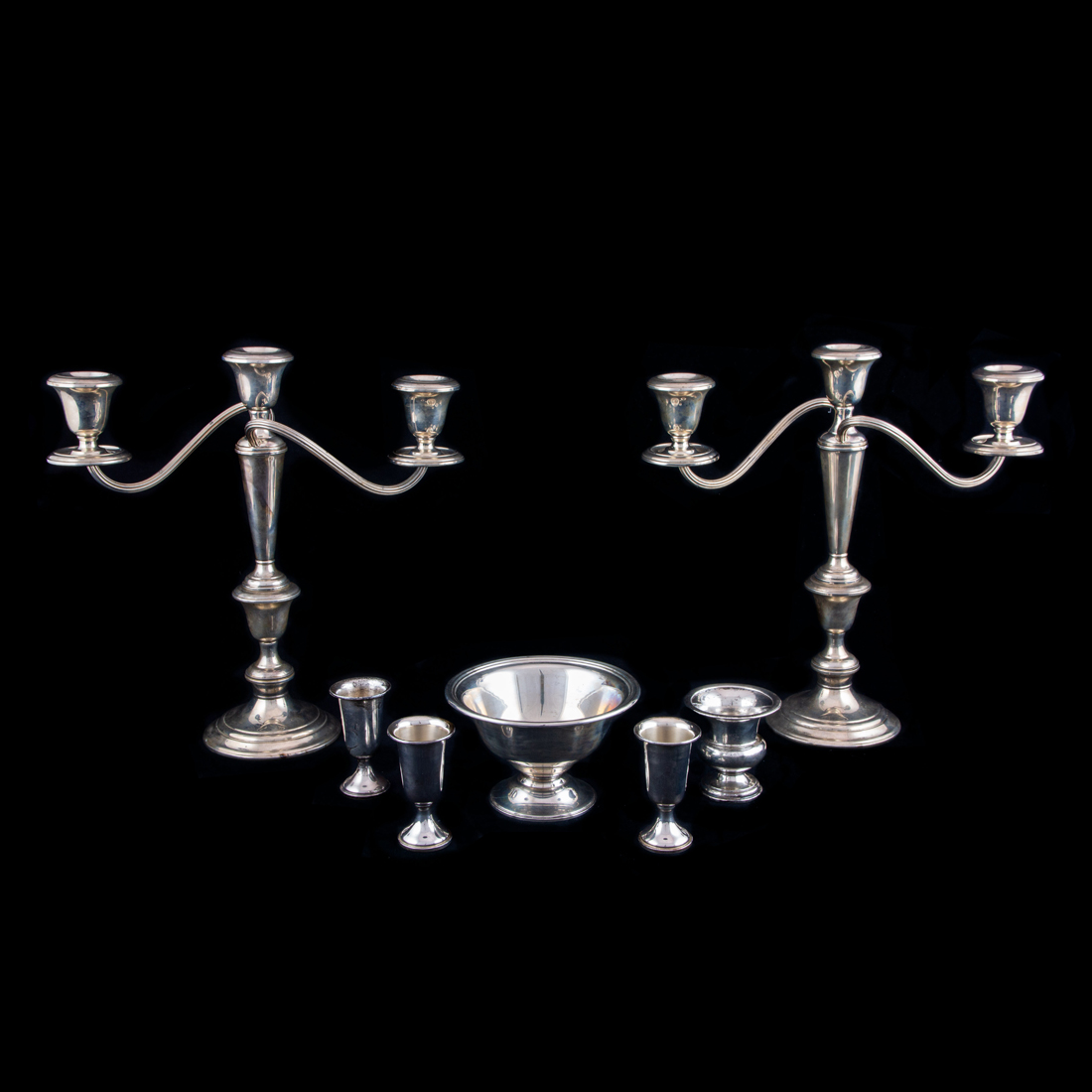 (LOT OF 7)  STERLING WEIGHTED TABLE