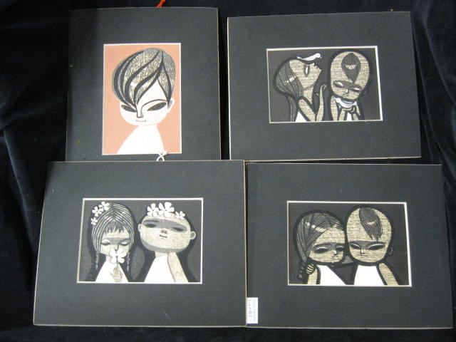 Lot of 8 Art Moderne Woodblocks