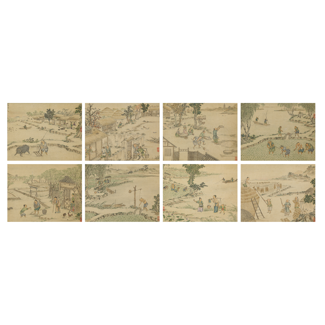 (LOT OF 8) CHINESE WATERCOLOR