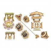 LOT OF 8 FRATERNAL PINS WITH O