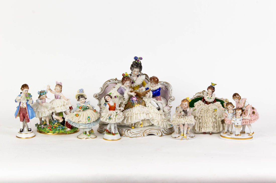 (LOT OF 8) GERMAN PORCELAIN LACE