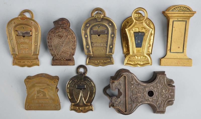 Lot of 8: Metal Advertising Clips &