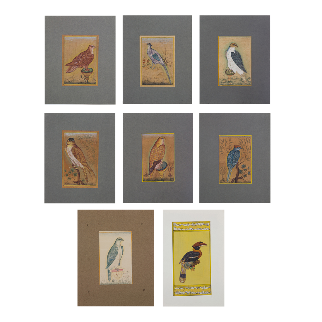 (LOT OF 8) PERSIAN STUDIES OF BIRDS