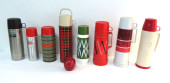 LOT OF 8 VINTAGE THERMOSES<br>