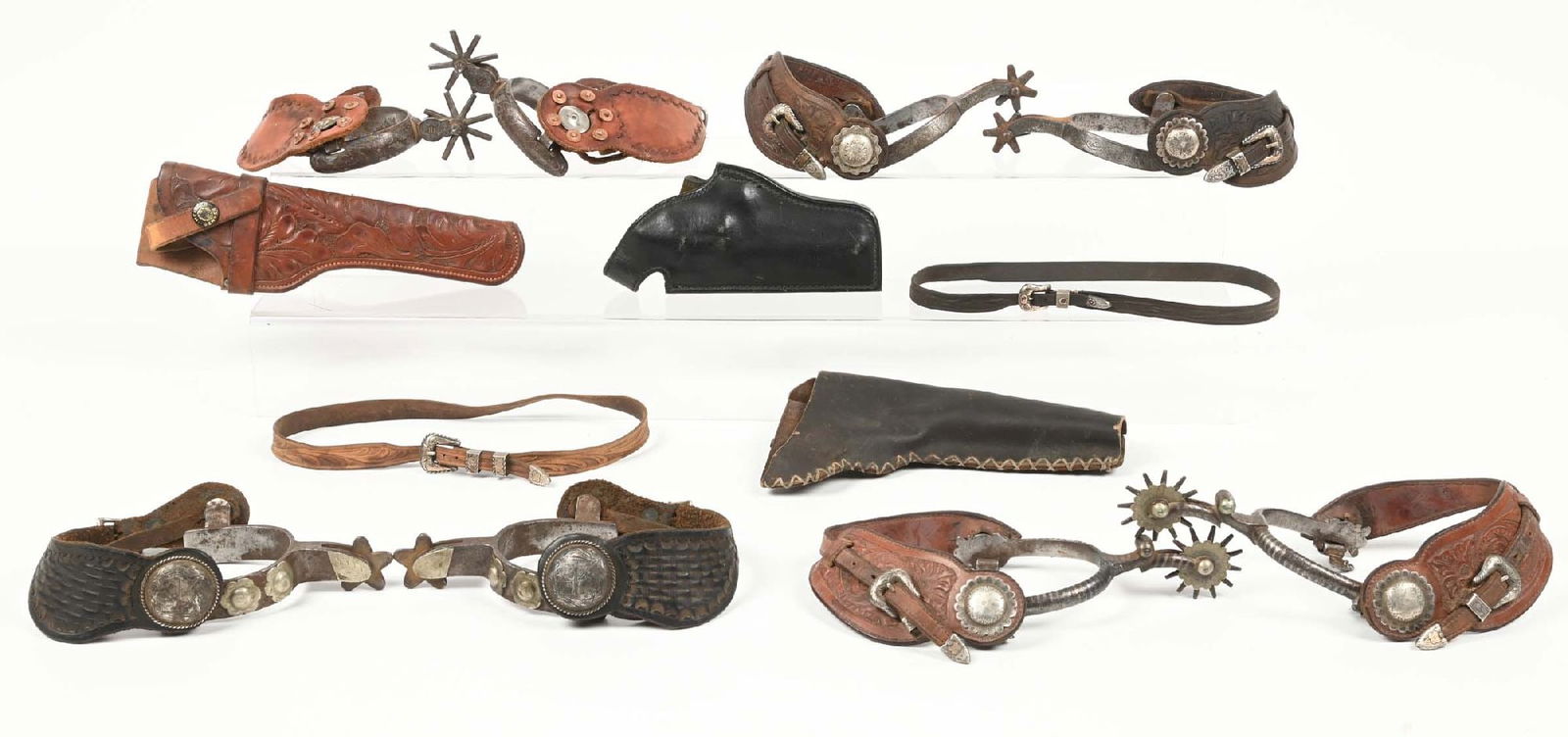 LOT OF 9: 4 PAIRS OF SPURS, 3
