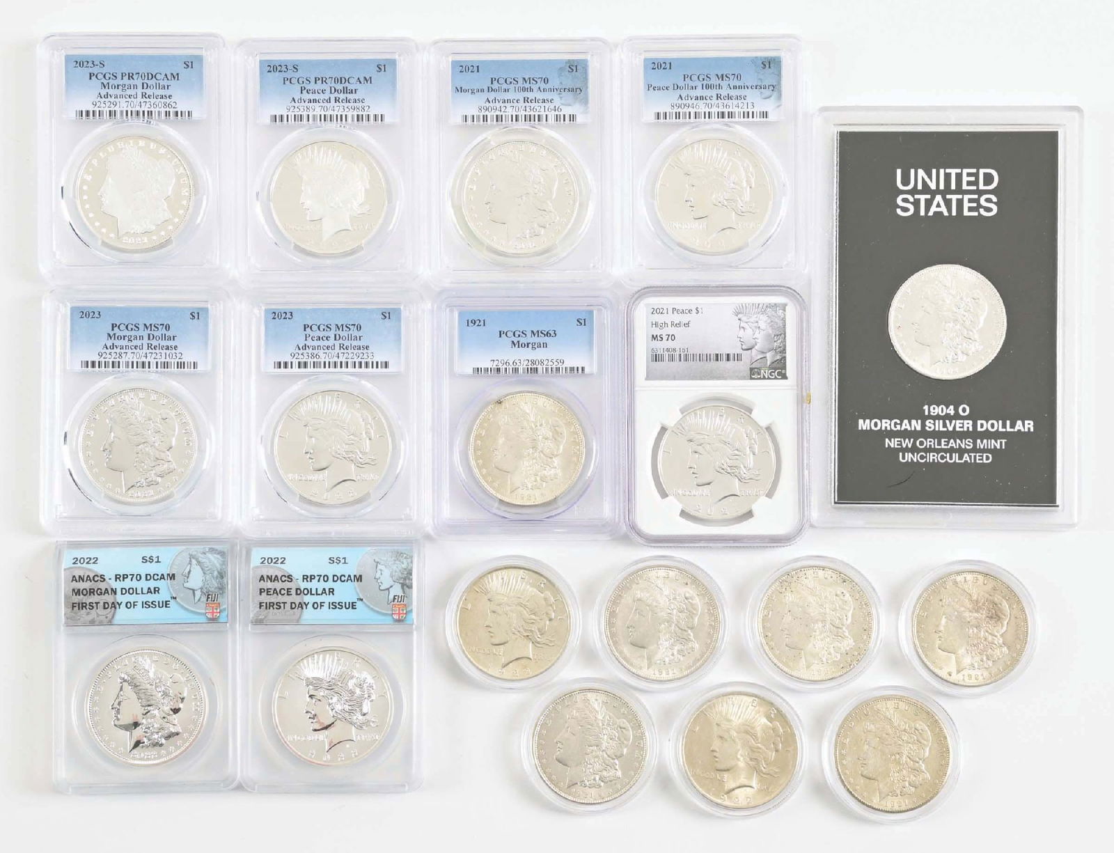 LOT OF 9 AMERICAN SILVER EAGLES & 9