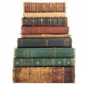 LOT OF 9 ANTIQUE CLOTH AND LEA