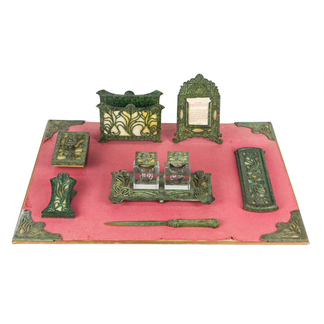 (LOT OF 9) ARTS & CRAFTS DESK SET
