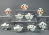 (LOT OF 9) CHINESE ENAMELED TE