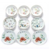 (LOT OF 9) CHINESE FAMILLE ROS