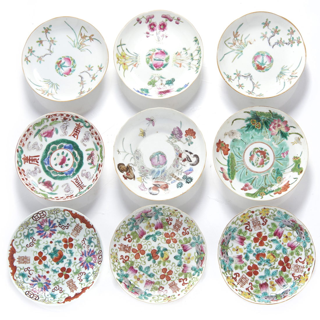 (LOT OF 9) CHINESE FAMILLE ROSE