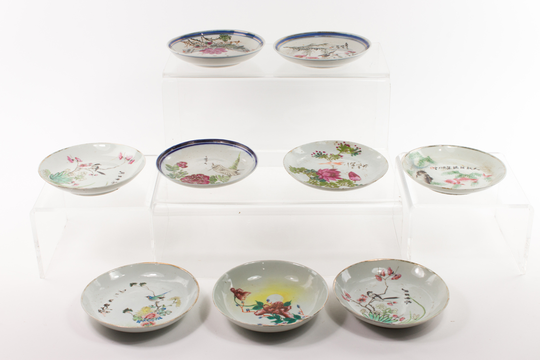 (LOT OF 9) CHINESE FAMILLE ROSE