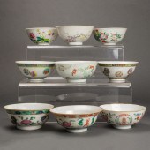 (LOT OF 9) CHINESE FAMILLE ROS