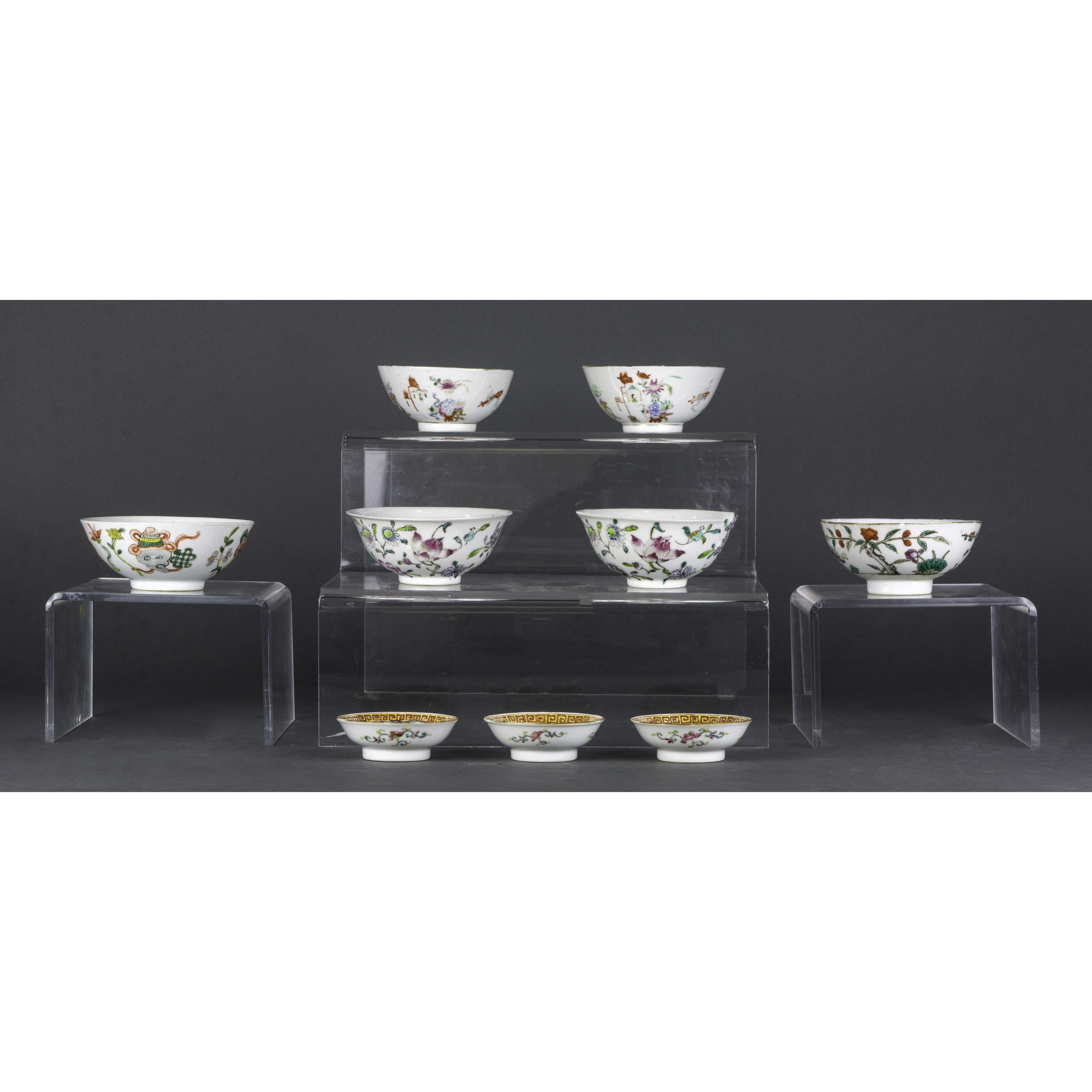 (LOT OF 9) CHINESE FAMILLE ROSE