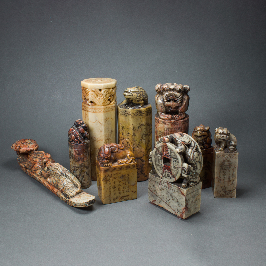 (LOT OF 9) CHINESE SOAPSTONE