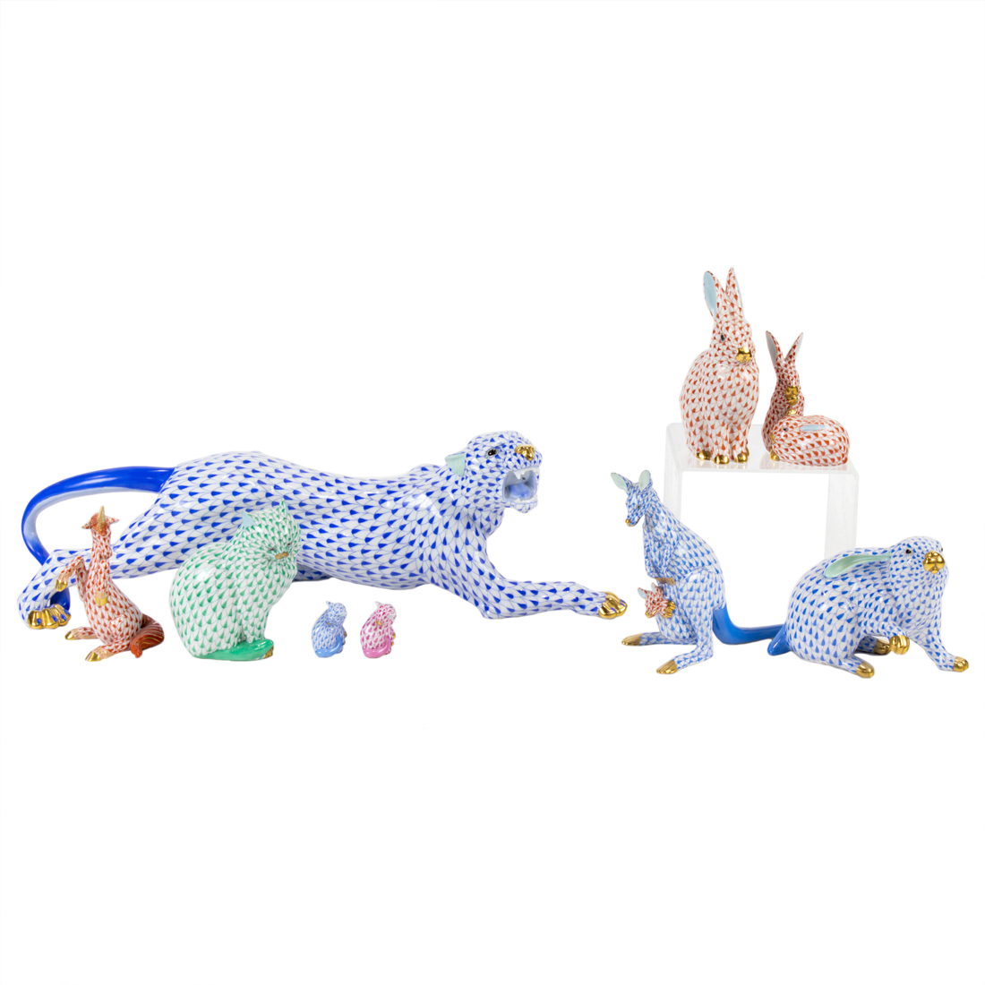 (LOT OF 9) HEREND PORCELAIN ANIMALS