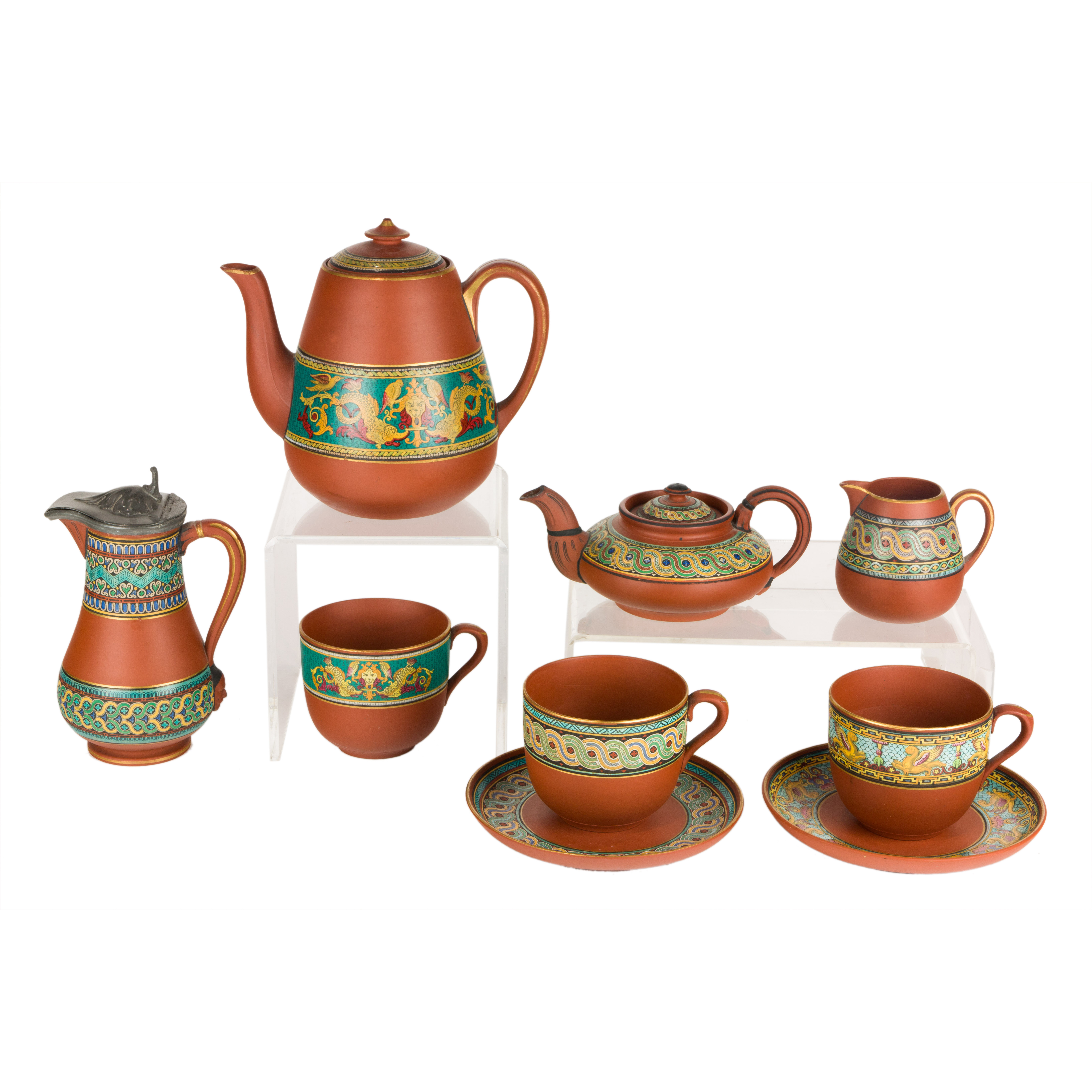 (LOT OF 9) PRATT TYPE TERRACOTTA