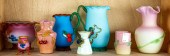 (LOT OF 9) SATIN GLASS APPLIED