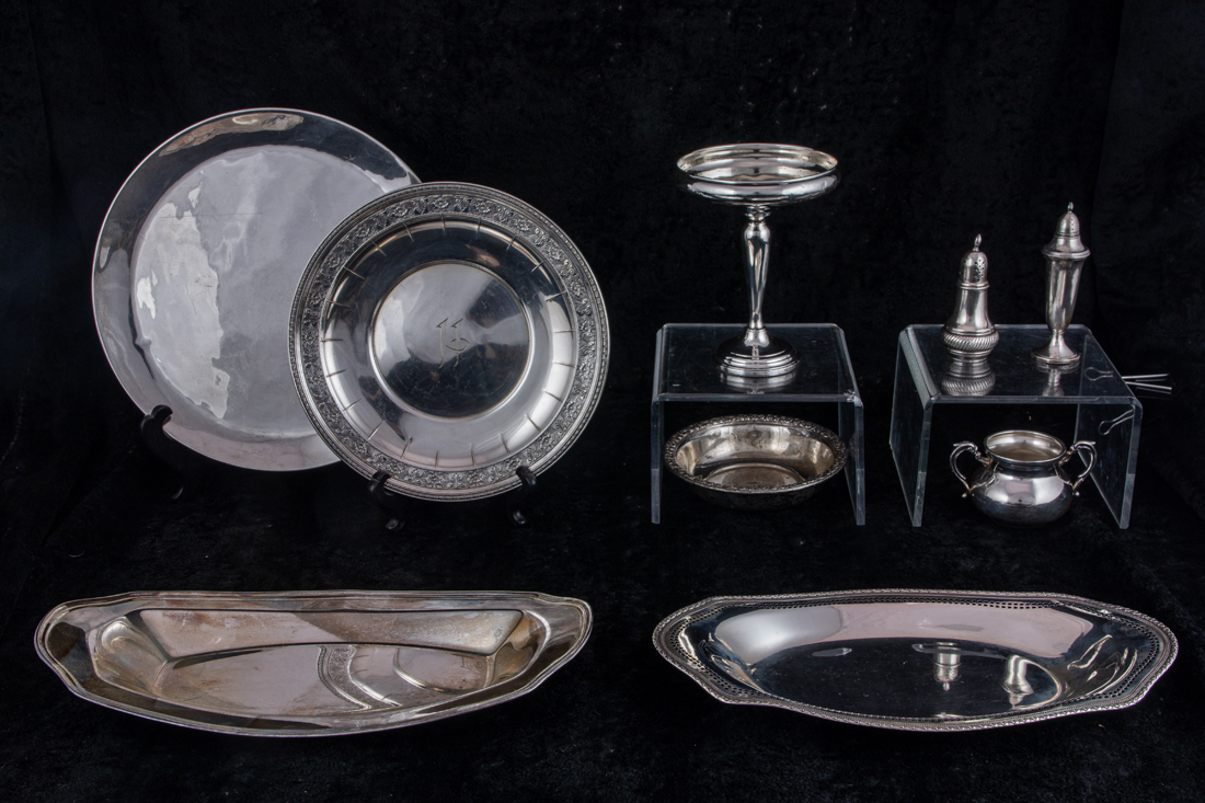 (LOT OF 9) STERLING HOLLOW WARE