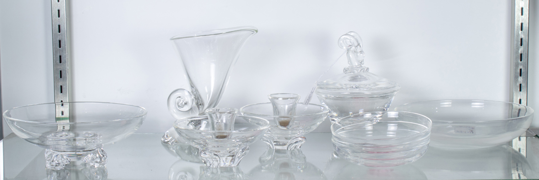 (LOT OF 9) STEUBEN GLASS