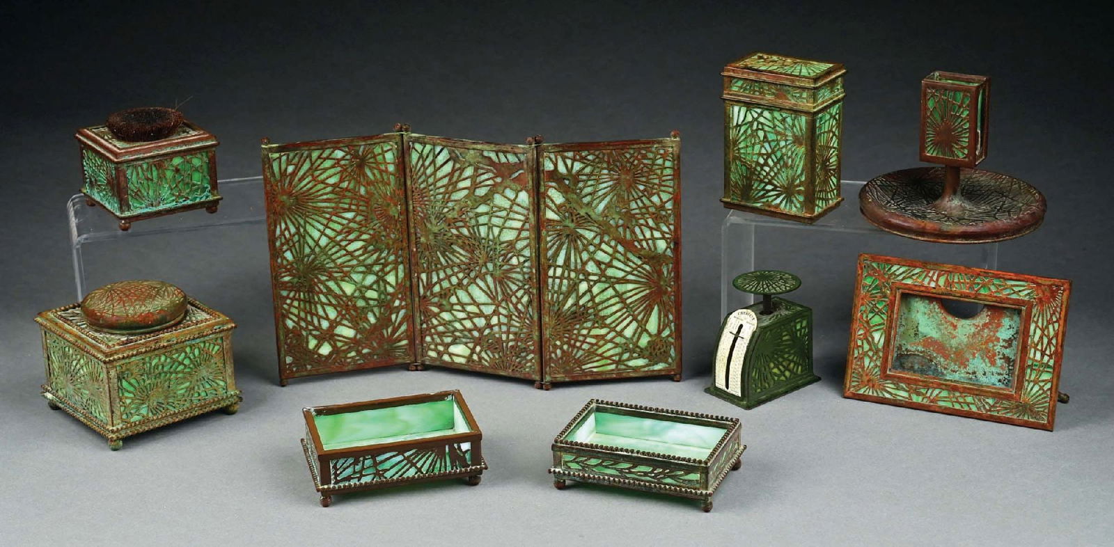 LOT OF 9: TIFFANY STUDIOS PINE