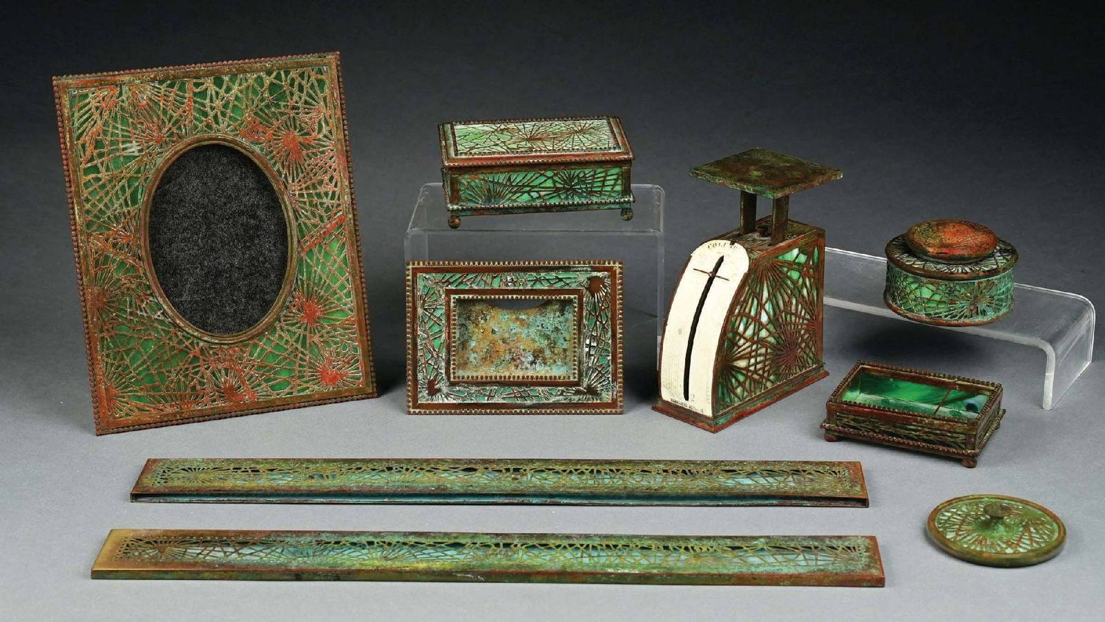 LOT OF 9: TIFFANY STUDIOS PINE