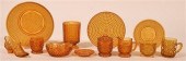 LOT OF AMBER PATTERN GLASSWARE