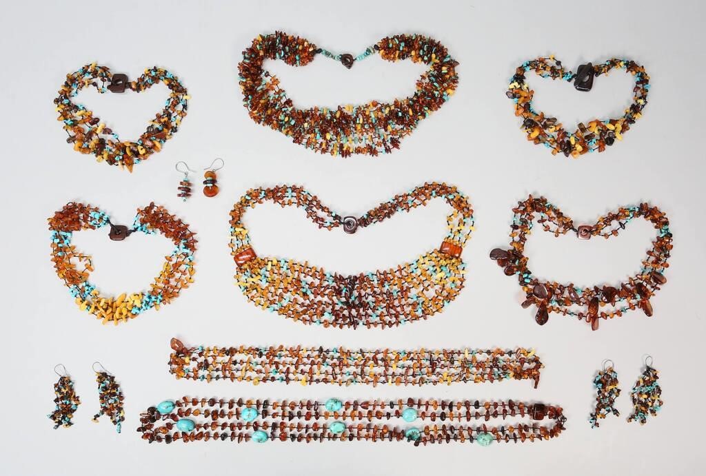 LOT OF AMBER & TURQUOISE JEWELRYLot