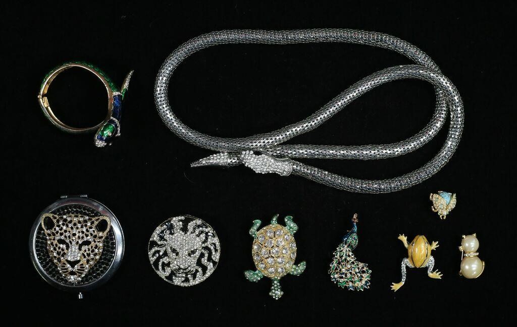LOT OF ANIMAL RHINESTONE JEWELRY