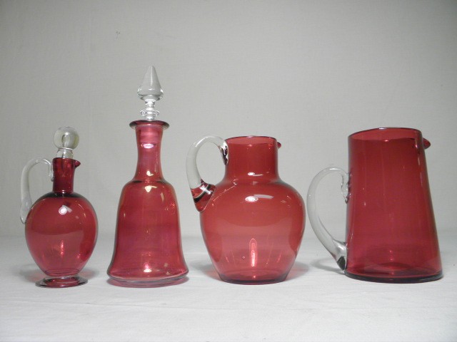 Lot of assorted cranberry glass