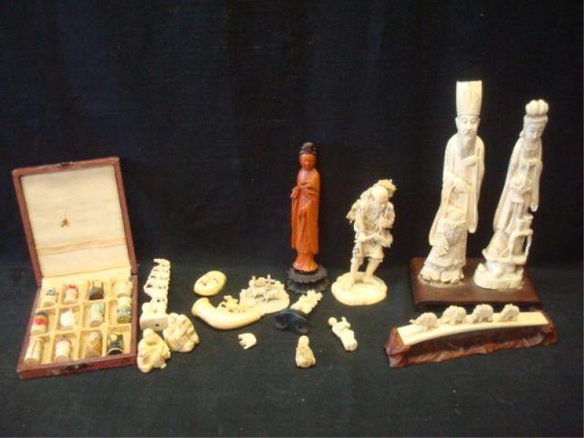 Lot of Assorted Ivories. Figures,