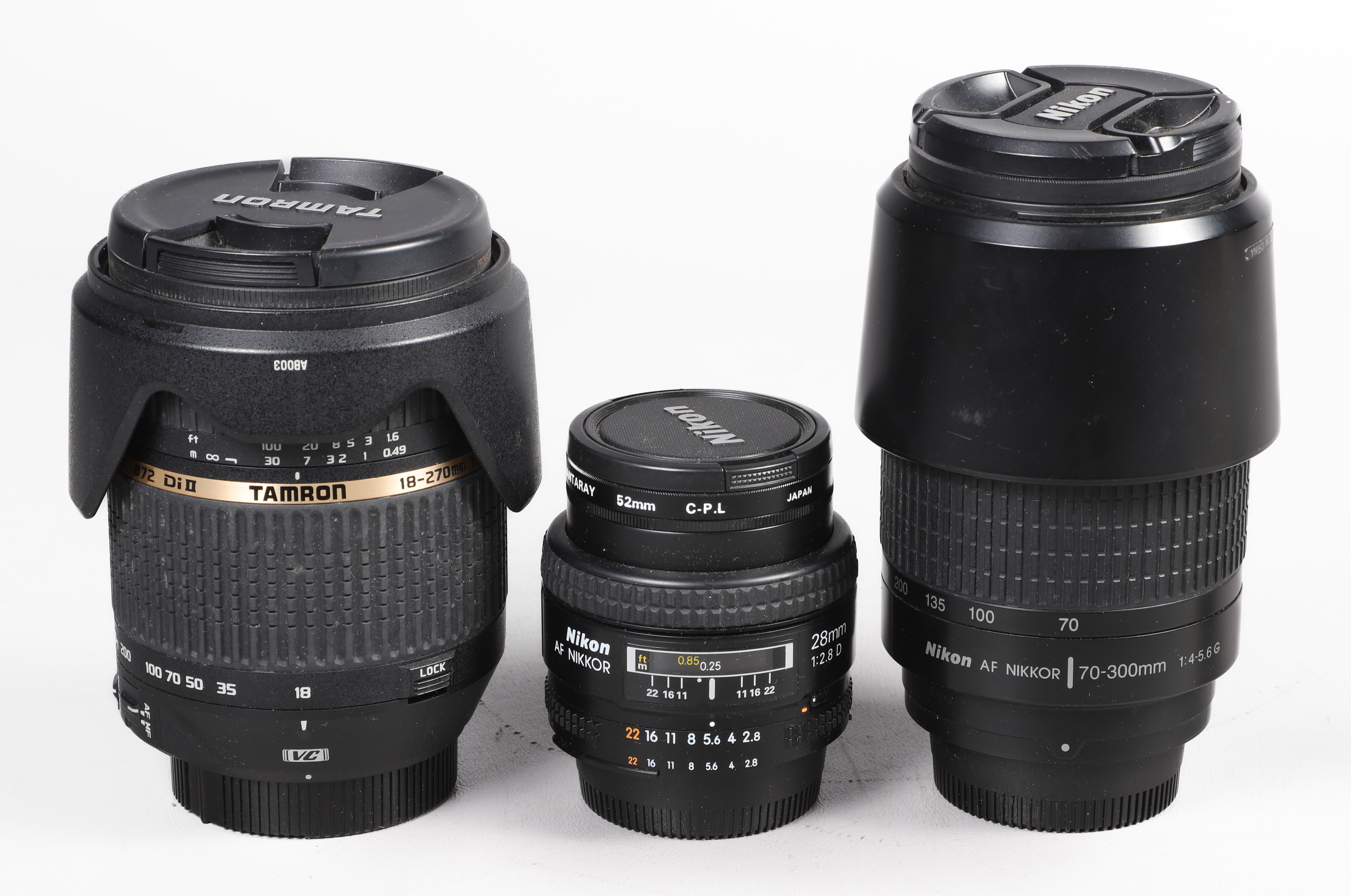 Lot of camera lenses, c/o Nikon