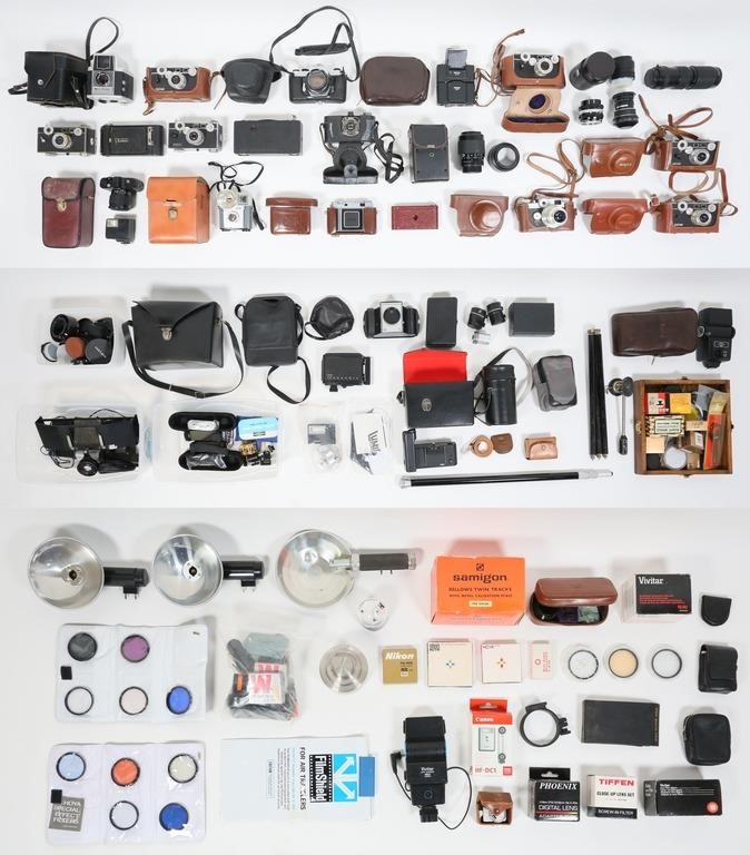LOT OF CAMERAS, LENSES, AND