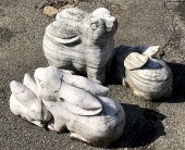 LOT OF CARVED MARBLE RABBITSA