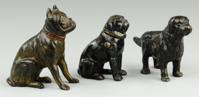 LOT OF DOG STILL BANKS Cast iron