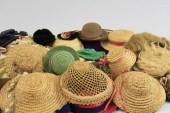 LOT OF DOLL HATS BONNETS AND W