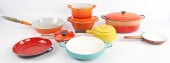 Lot of enamel cookware, includ