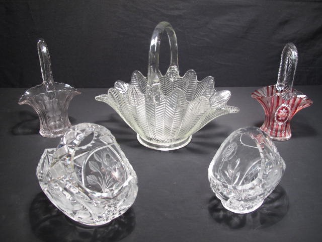 Lot of five crystal and glass