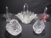 Lot of five crystal and glass