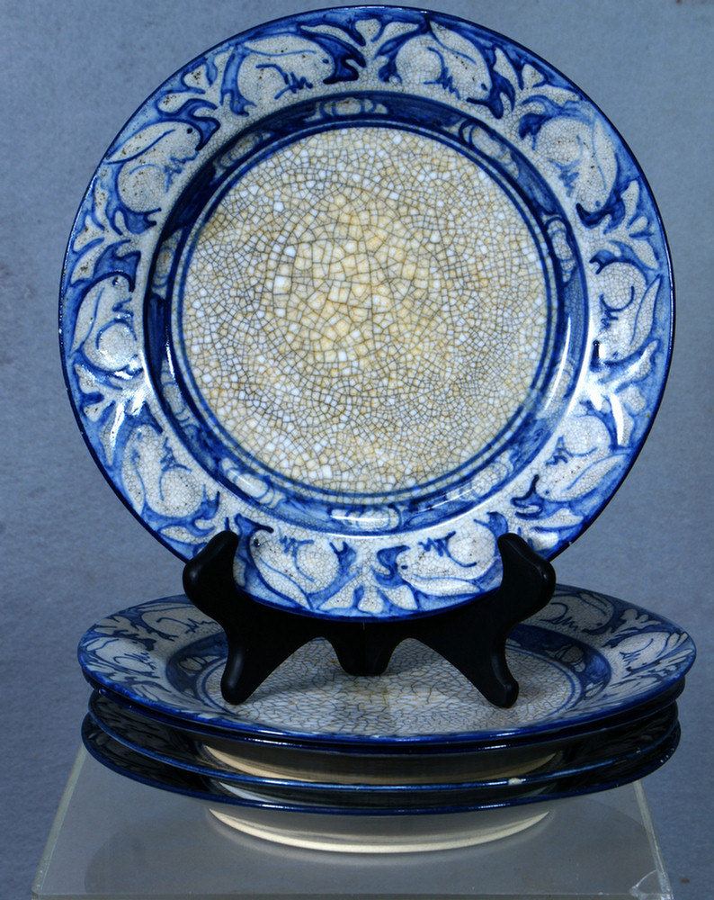 Lot of five Dedham pottery plates