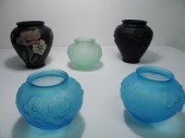 Lot of five frosted art glass