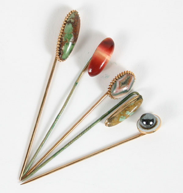 Lot of five gold Victorian stick